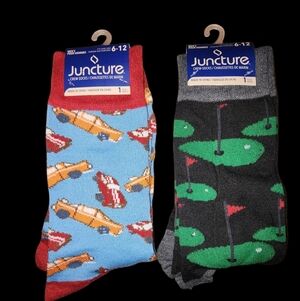 Men's Fun Patterned Socks - Golf And Cars